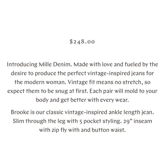 Mille Denim Brooke Mid Rise Slim Fit Jean Rigid Cotton Ankle Length Raw Hem 33 - Picture 14 of 14